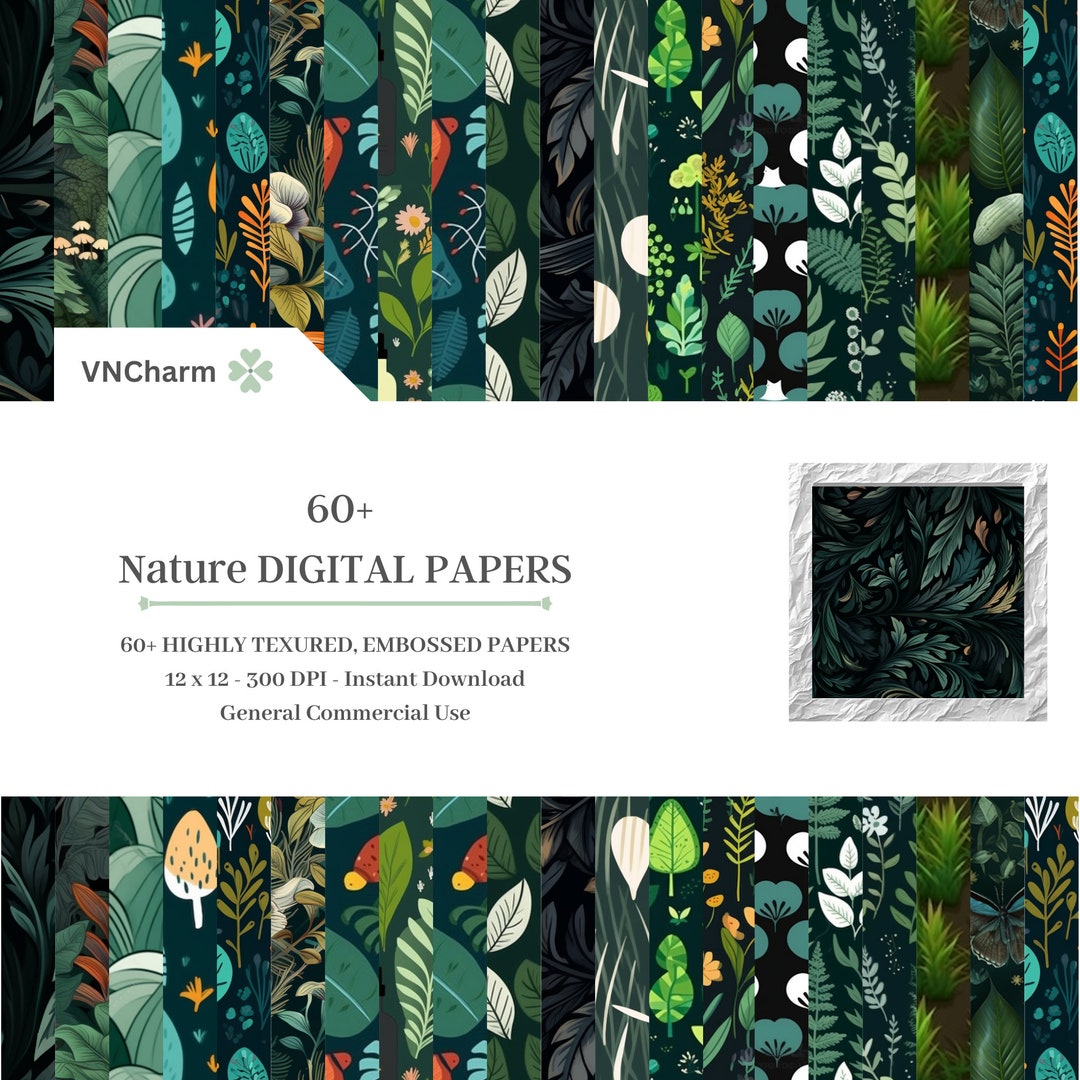 60 Seamless NATURE PATTERN Digital Paper Pack 2 - Etsy