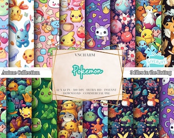 Plus de 190 Poke Ball, motif répétitif transparent et non continu (4K, Ultra HD, 4 096 x 4 096 pixels) - 12 x 12 po. 300 ppp, téléchargement immédiat, utilisation commerciale