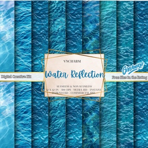 60+ Blue Light Reflection Pool Water Digital Paper Pack, 12x12", 300 Dpi Instant Download, Water Backgrounds, Water Textures, Under the Sea