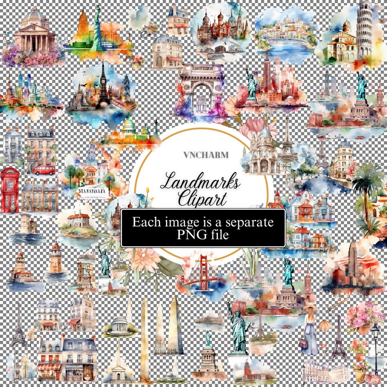landmarks clipart, cityscape clipart, eiffel tower png, colosseum clipart, big ben clipart, paris clipart, world landmark, statue of liberty, eiffel tower clipart, travel clipart, landmarks, colosseum