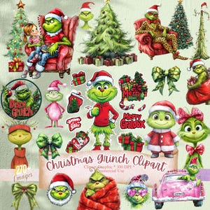 270+ Christmas Grinch Clipart | Grinch Png, Grinch Clipart, Christmas Clipart, Digital Download, Commercial License | Watercolour Grinch