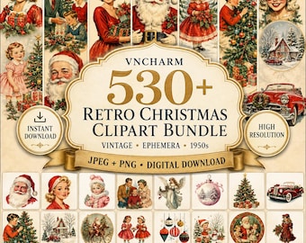 530+ Vintage Retro Jul Clipart | Vintage Julgrafik, Jultryck, Retro 1950-tal, Retro Jul Png, Kommersiellt bruk
