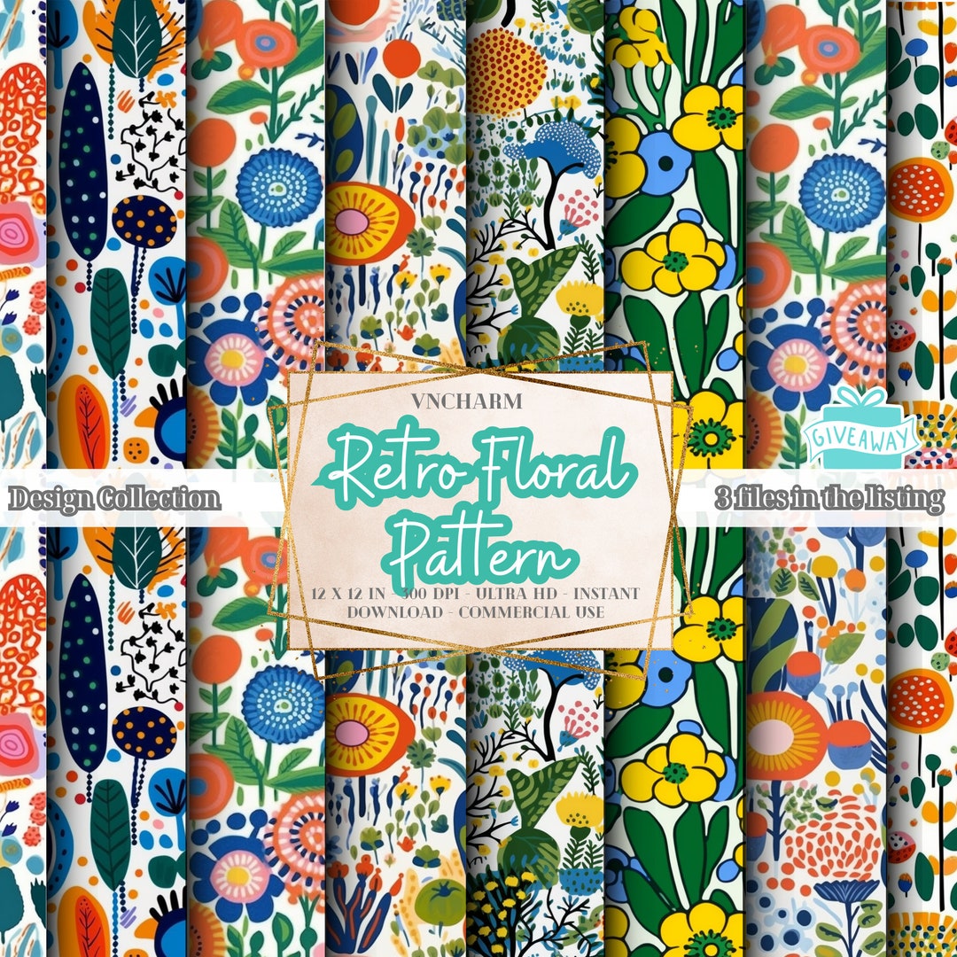 Printing Repeat Pattern 125 Seamless Retro Floral Print Repeat Pattern 4K, Ultra HD, 4096 X ...