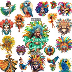 230+ Rio Carnival Clipart Bundle, High-Quality PNG, instant download, Card Making, Digital Paper, Element, sticker