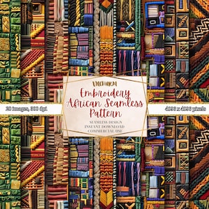 Africa Embroidery Patterns | Kente Patterns, Ankara Pattern | 12x12&quot; | 300 DPI | Instant Download | Commercial Use, Africa, Tribal Pattern