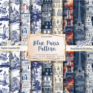 30+ Blue French Pattern 4K, Ultra HD, 4096 x 4096 Px, 12x12&quot; 300 Dpi Instant Download, Paris patterns,, Parisian print, Paris wallpaper