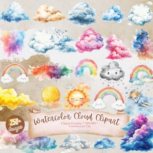 Cloud Clipart - 250+ Clouds Clipart, Rain Cloud Clip Art, Cloud and Rain Clipart, Rainbow With Clouds Clipart, Storm Cloud Clipart, Fluffy