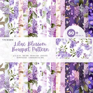 60+ Lilac Floral Seamless Pattern, Seamless Purple Floral Design, Lilac Digital Paper, Seamless Watercolor Floral, Lilac Seamless Patterns