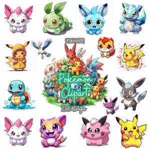 Plus de 230 cliparts Poke mon, Poke ball - Bundle de cliparts Etsy, PNG de haute qualité, téléchargement immédiat, fabrication de cartes, papier numérique