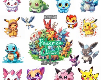 230+ Poke mon Clipart, Poke ball Clipart -Etsy Clipart Bundle, High-Quality PNG, instant download, Card Making, Digital Paper