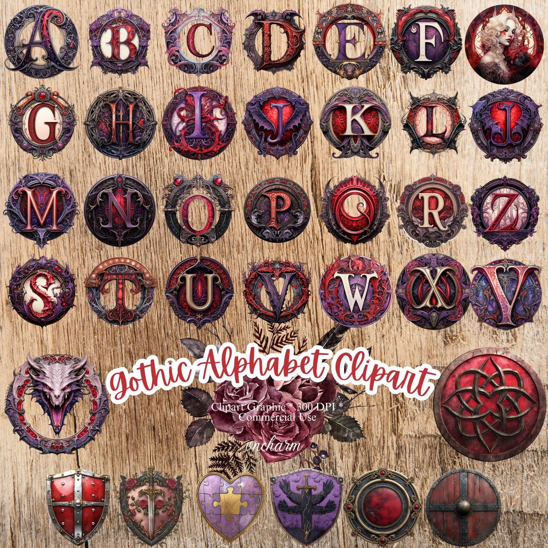 Gothic Alphabet Clip Art demonic Gothic Alphabet Clipart, Dark ...