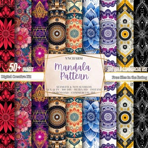Carta digitale con motivo mandala senza soluzione di continuità, batik senza soluzione di continuità, frattali artistici per uso commerciale, carta digitale zen, carta per scrapbooking, carta per scrapbooking