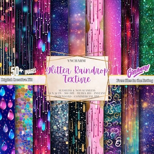 50+ Glitter Raindrop Digital Paper | Raindrop Glitter Png, Glitter Paper Png, Chunky Glitter Digital Paper, Glitter Digital Download 300 DPI