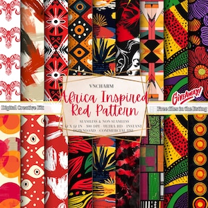 Puede incluir: Un kit creativo digital de 12 patrones de inspiración africana en rojo, negro, amarillo y verde. Los patrones son sin costuras y no sin costuras, 30,5 cm x 30,5 cm, 300 DPI, ultra HD, descarga instantánea y uso comercial.