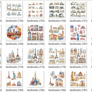 landmarks clipart, cityscape clipart, eiffel tower png, colosseum clipart, big ben clipart, paris clipart, world landmark, statue of liberty, eiffel tower clipart, travel clipart, landmarks, colosseum