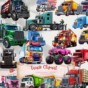 120+ Rig Trucks Clipart Semi Trucks PNG Trucks Digital Download Sublimation, Truck Clipart, 18 Wheeler Png, Truck Png, Monster Trucks