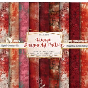 Oltre 100 texture grunge bordeaux, 12x12", 4096 x 4096 pixel, 300 DPI, download immediato, uso commerciale, texture bordeaux usurate