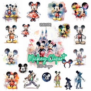 Oltre 350 Clipart di Topolino - Pacchetto Clipart Etsy, PNG di alta qualità, download immediato, creazione di biglietti, carta digitale, clipart iconica del topo, Minnie