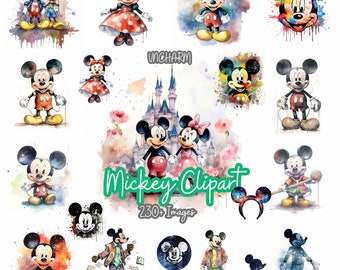 350+ Mickey Clipart -Etsy Clipart Bundle, High-Quality PNG, instant download, Card Making, Digital Paper, iconic mouse clipart, Minnie