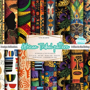 60+ African Tribal seamless non-seamless Pattern (4K, Ultra HD, 4096 x 4096 Px) -Free 3 Files 12x12&quot; 300 Dpi Instant Download Commercial Use