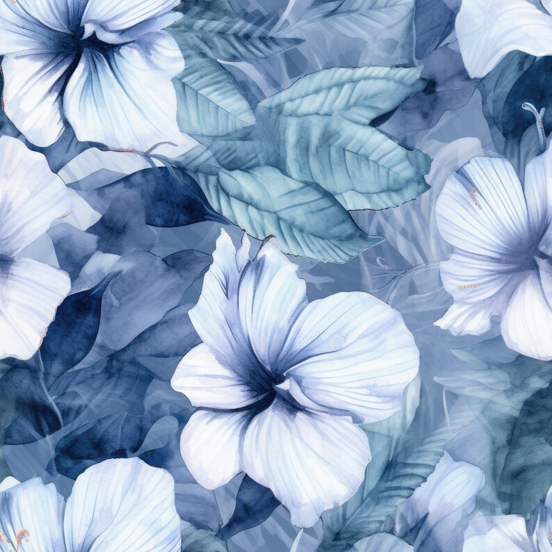 Watercolor Hibiscus Seamless, Retro Hawaii Svg, Seamless Pattern Monstera, Hibiscus Seamless Files, Tropicalprint Digital Download, Exotic Tropical Seamless File, Tiki Paper Seamless, Seamless Palm Leaves, Green Leaf