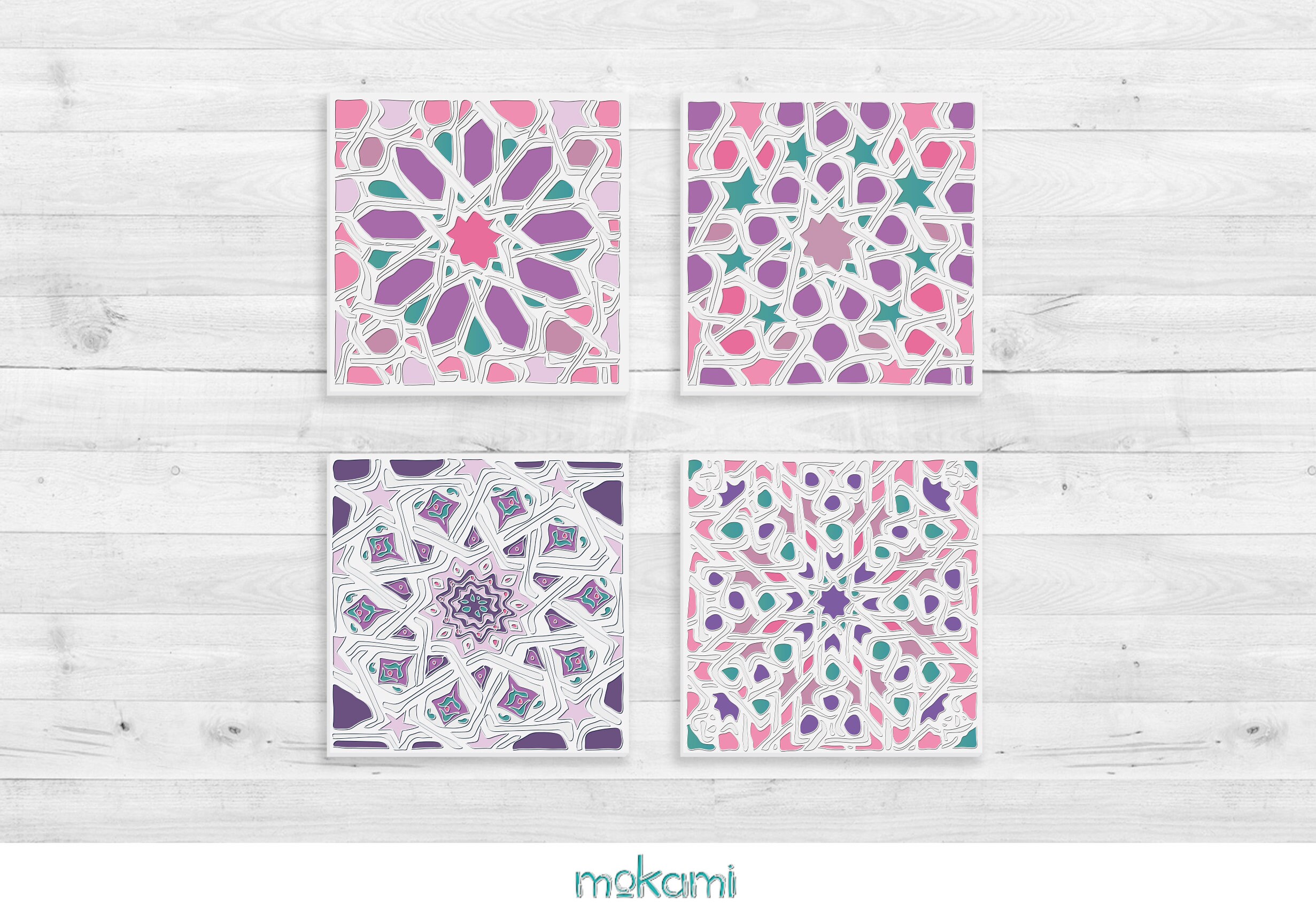 MOROCCAN tiles Canvas set Purple Moroccan Wall Decor Etsy