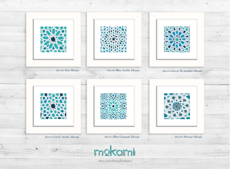 Turquoise Moroccan Paper Set Mosaic Tiles Art Image 0