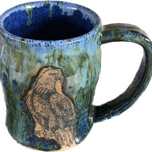 Handmade ceramic stoneware eagle mug