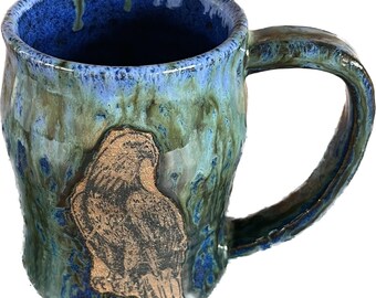 Handmade ceramic stoneware eagle mug