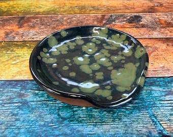 Handmade Ceramic Stoneware Green Spoon Rest