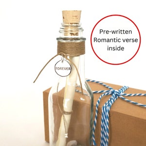 ROMANTIC POEM Message in a Bottle + Gift Box | Pre-Written Romantic Verse | Choose Your Font | Sweet Anniversary Gift | Free Shipping