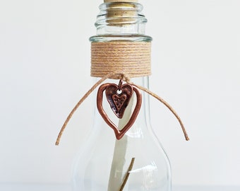 7th Copper Anniversary Message in a Bottle in Gift Box | Your Personalized Note Inside