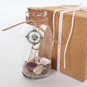 PERSONALIZED Message in a Bottle + Gift Box | Valentine's Day Gift | Leather-Trimmed Bottle | Your Custom Message | Choose From 125 Charms