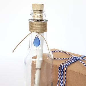 Sea Glass Personalized Message in a Bottle | Choose From 5 Colors of Sea Glass Charms | Unique Handmade Gift | Your Custom Message
