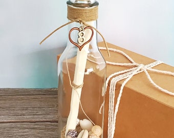 8th Anniversary Message in a Bottle Gift | Copper Heart Charm