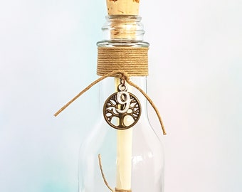 9th Anniversary Message in a Bottle | Tree of Life Charm