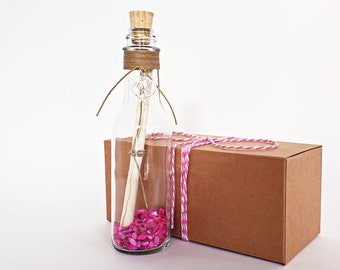 Personalized Message in a Bottle | Pink Seashells, Custom Charm