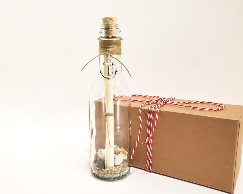 PERSONALIZED Message in a Bottle in Gift Box, Say ANYTHING You Want, Your CUSTOM Message, Send a Message in a Bottle Instead of a Card 