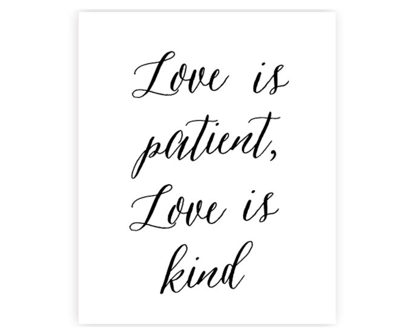 8x10 Set of 4 Love is Patient Love is Kind INSTANT DOWNLOAD Art Prints