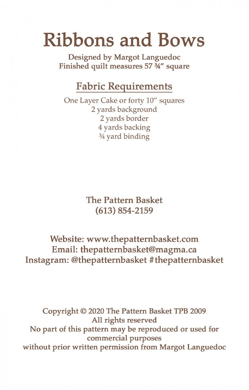 Ribbons and Bows Quilt Pattern by the Pattern Basket Etsy