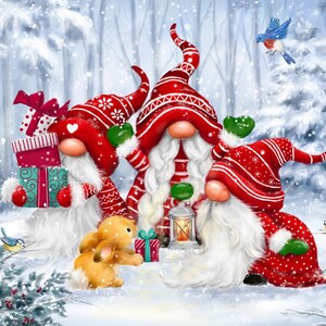 Christmas Gnomes Textiles-digitally Printed-1 Yard -