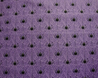 Black Spiders & Webs-Purple B/G by Wilmington Prints-BTY