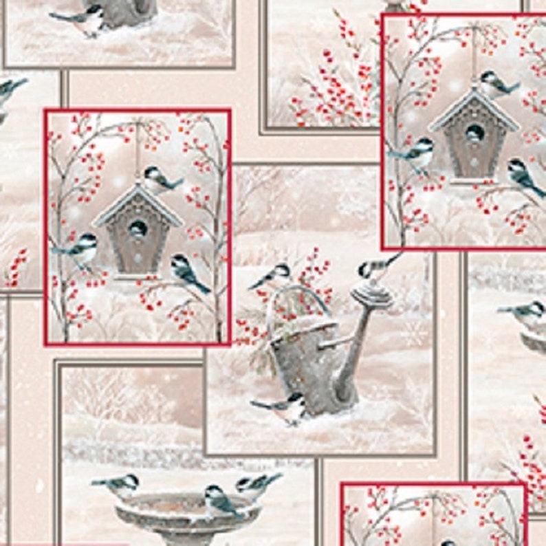 Winter Garden Birdhouses-Quilting Treasures-BTY