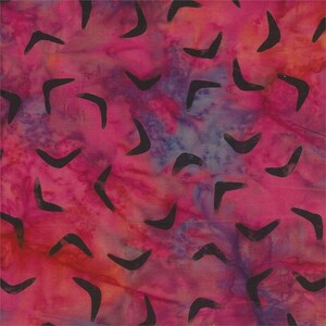 Fat Quarter-#5702-Black Boomerangs on Pink/Purple B/G-Batik Textiles