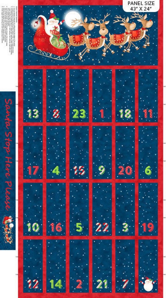 Santa Stop Here Advent Calendar Panel by Northcott Fabrics Etsy