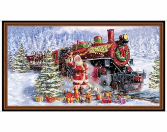Santa&#39;s Night Out Train Panel by Quilting Treasures
