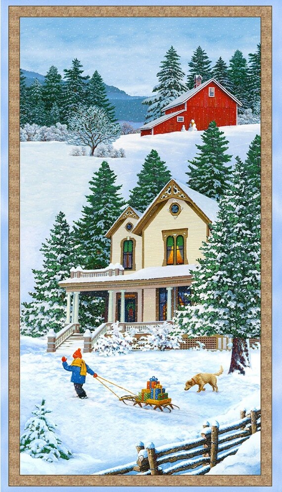 Bringing Christmas Home Panel by Wilmington Prints Etsy