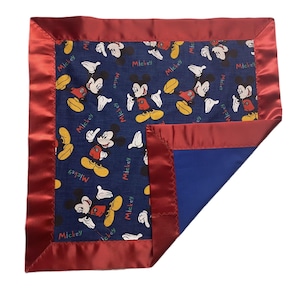 Lovey-Mickey Mouse w/Red Satin Binding and Blue Backing