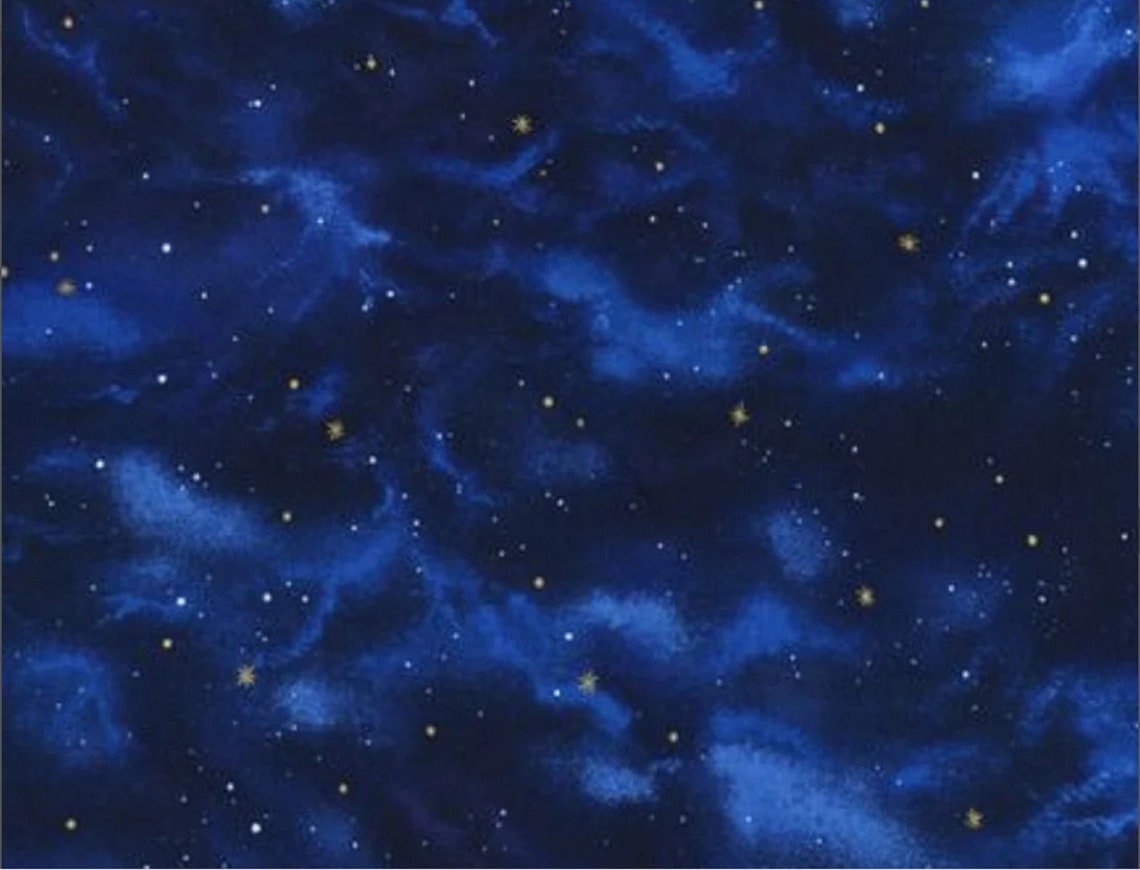 Stargazers 5 by Robert Kaufman-metallic Stars on a Midnight - Etsy