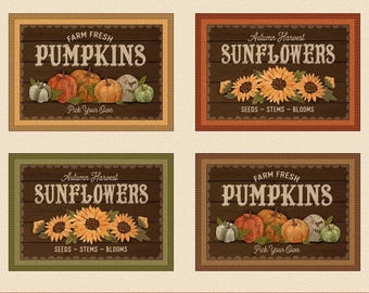 Autumn Homestead Pumpkin Placemat Panel - P&B Textiles
